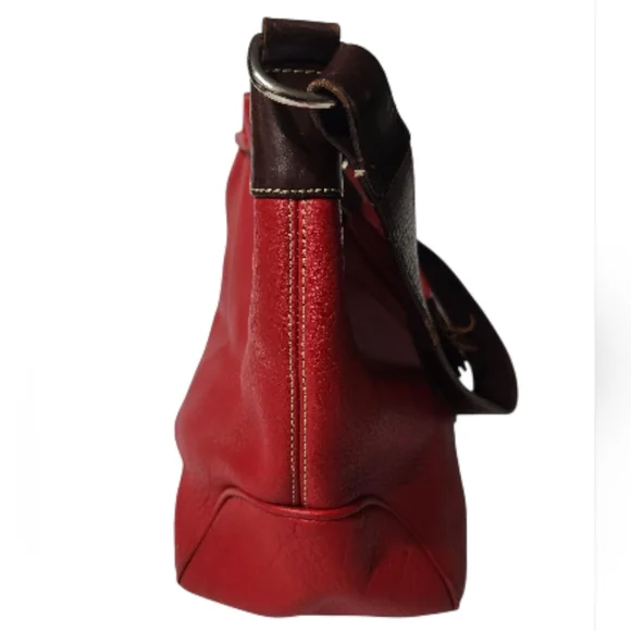 Dooney & Bourke All Weather Red Pebbled Leather Large Bucket Bag